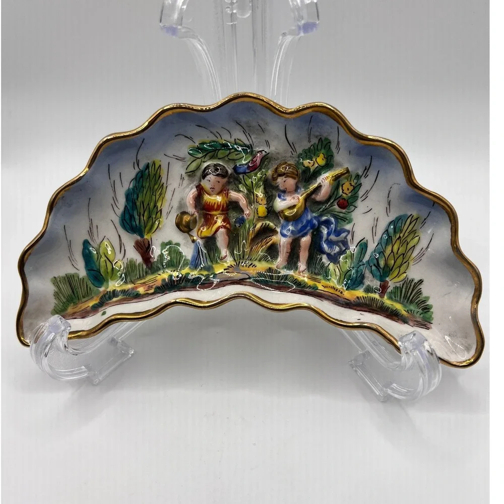 Capodimonte Style Crescent Cherub Dishes 7.5